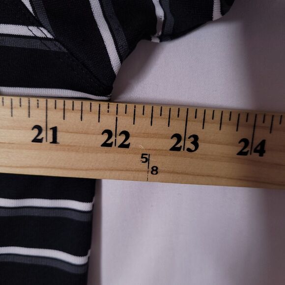 Nike Polo Shirt Mens Medium Striped Black, White Dri Fit Golf Swoosh - Picture 7 of 11